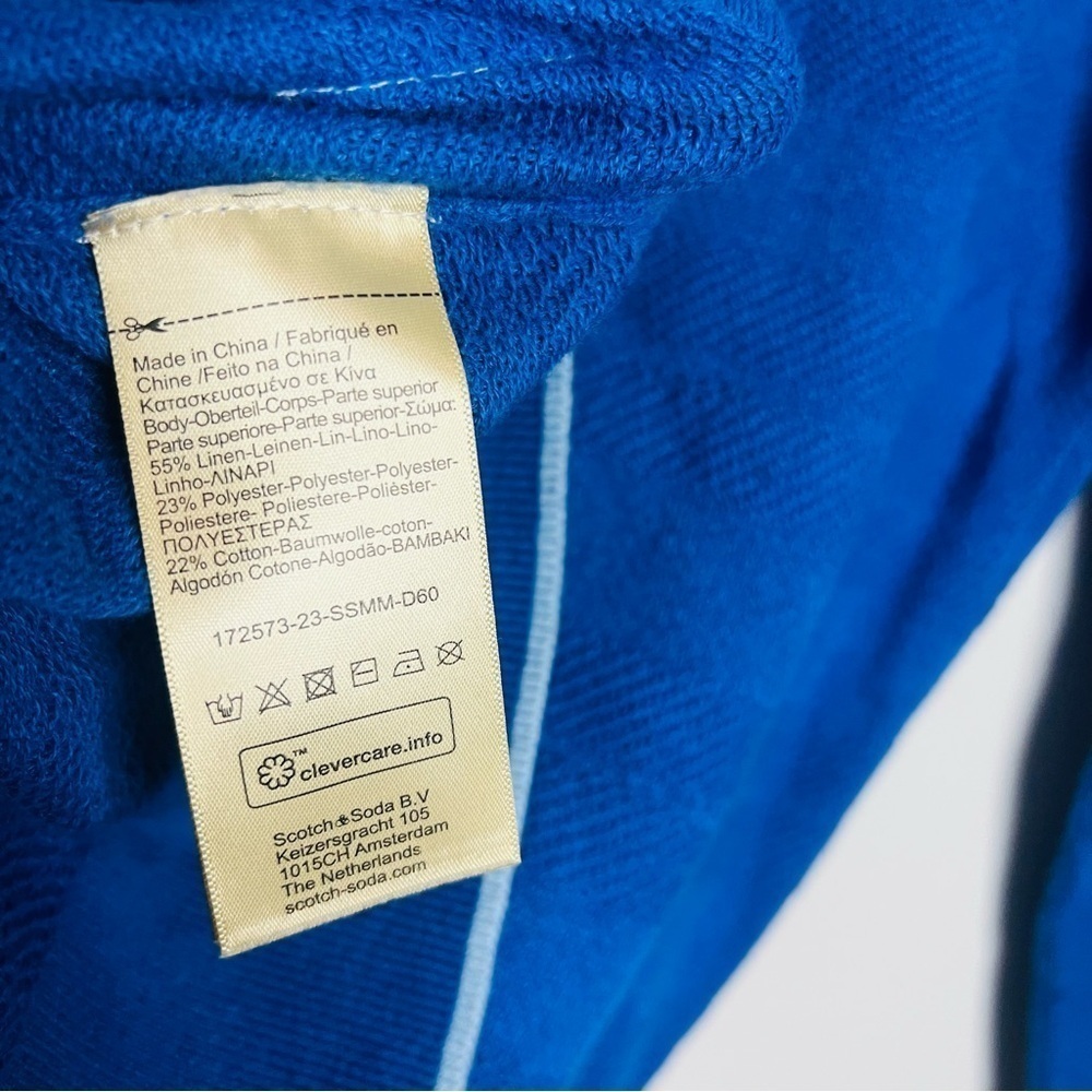 Scotch & Soda Blue Linen-Blended Crewneck Sweatshirt Medium - Picture 7 of 8
